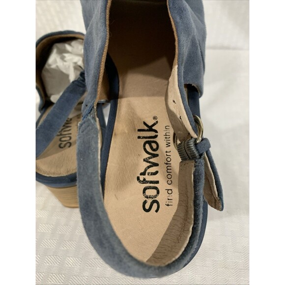 Softwalk Pomona Sandals Heels Womens 10 Blue Suede Leather Sling back - Picture 6 of 7